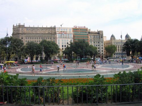 Zicht op de Plaça de Catalunya