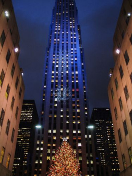 Nachtbeeld van Rockefeller Center
