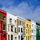 Gekleurde huizen in Notting Hill